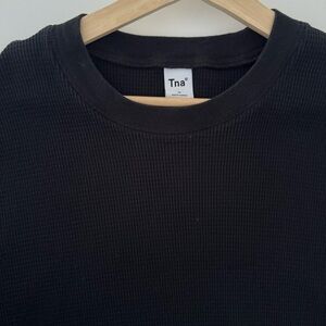 Aritzia Tna Black Waffle Oversized Short Sleeve Tee